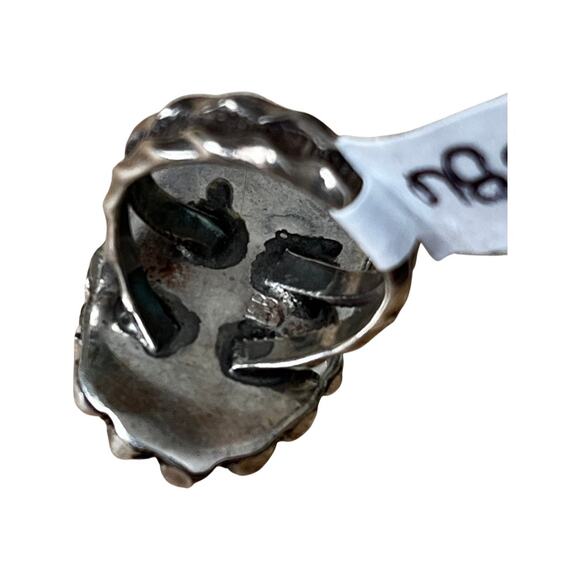 Vintage Malachite Ring, Signed Native American Malachite Ring Sz 5 - Picture 4 of 7